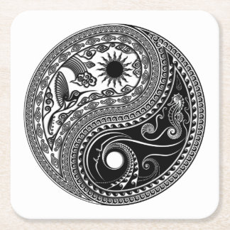 3D Yin & Yang Square Paper Coaster