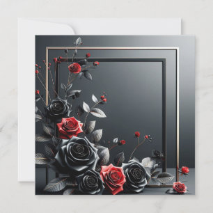 3Dimensional Black & Red Roses Invitation