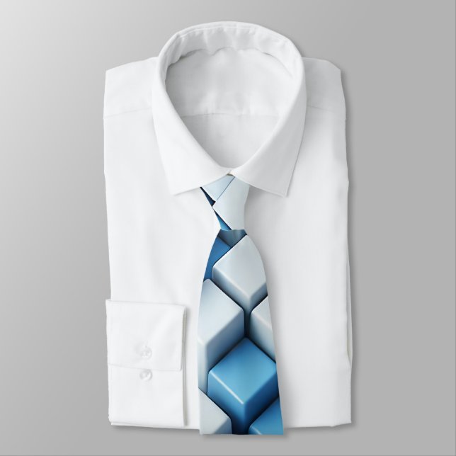 🔳3Dimensional Optical Illusion Blocks Tie (Tied)