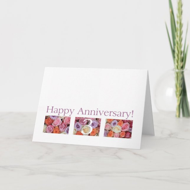 3e anniversaire Mariage Carte pastel roses (Devant)