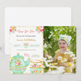 3E anniversaire Tea Party Photo Invitation