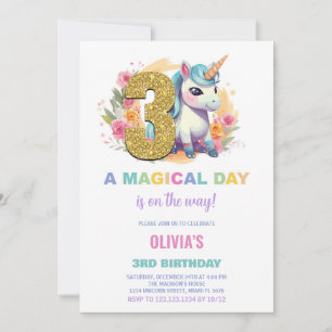 3e anniversaire Unicorn Anniversaire Invitations