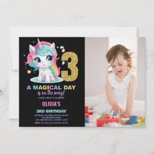 3e anniversaire Unicorn Anniversaire Invitations p