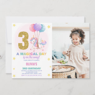 3e anniversaire Unicorn Anniversaire Invitations p