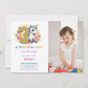 3e anniversaire Unicorn Anniversaire Invitations p