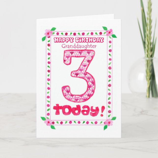 3e carte d'anniversaire pour une petite-fille (Devant)