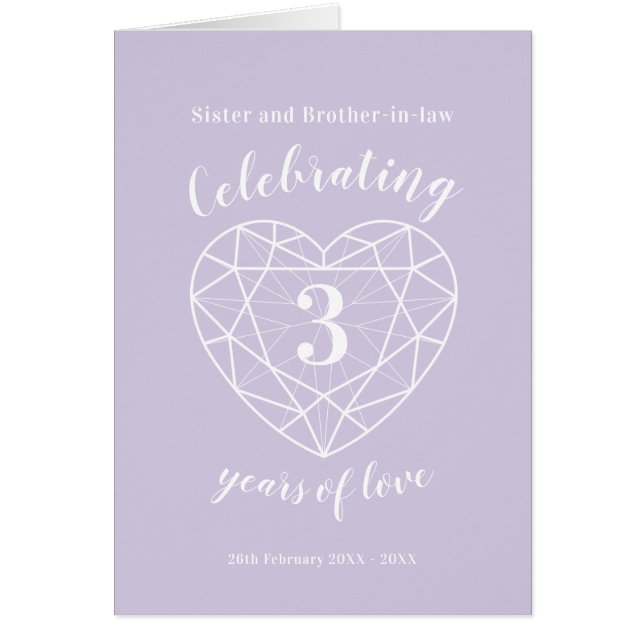 3e mariage anniversaire cristal 3 ans carte d'amou (Devant)
