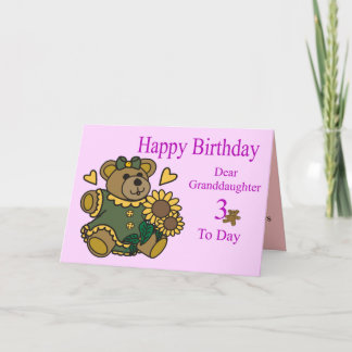 3ème carte d'anniversaire de petite-fille