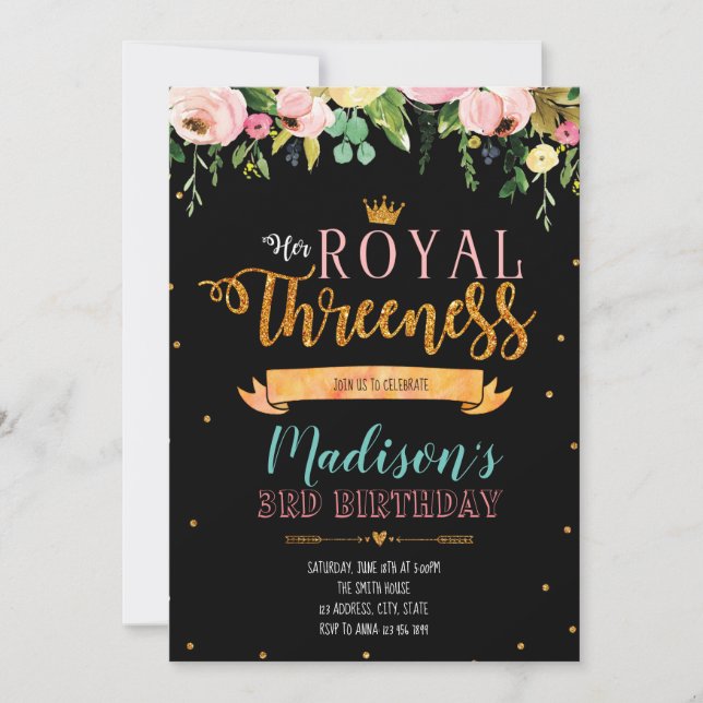 3ème invitation de fête d'anniversaire de (Devant)