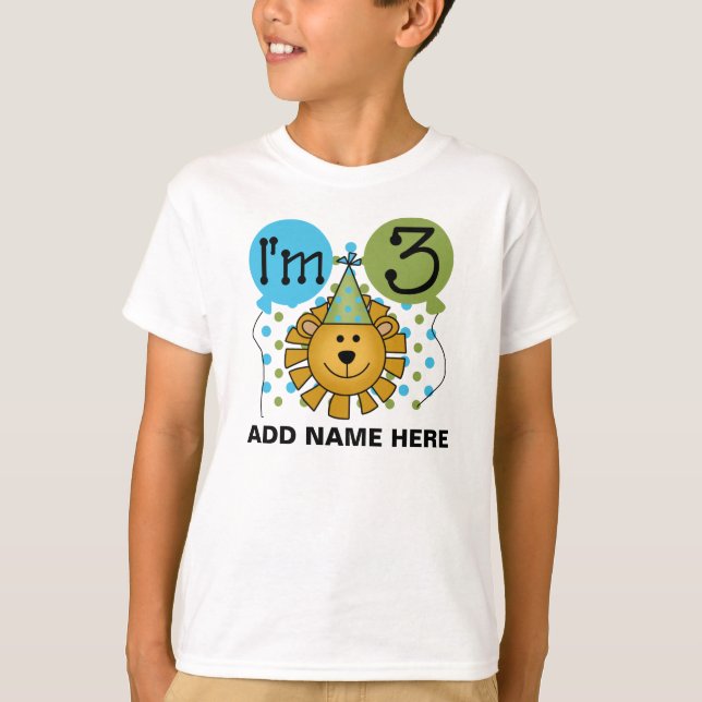 3ème T-shirt personnalisé d'anniversaire de lion (Devant)