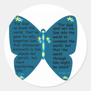 3h16 de John - 17 autocollants de bleu de papillon