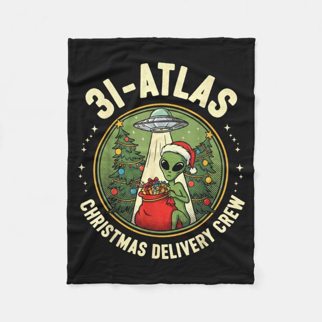 3i_atlas Christmas Delivery Crew Alien Santa Space Fleece Blanket (Front)