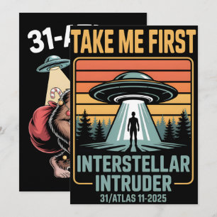 3I Atlas Glitch Style Sci Fi Retro Space Funny  Holiday Card