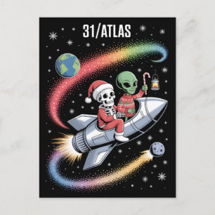 3I Atlas Glitch Style Sci Fi Retro Space Funny  Holiday Postcard