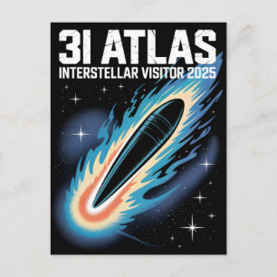 3I Atlas Glitch Style Sci Fi Retro Space Funny  Holiday Postcard