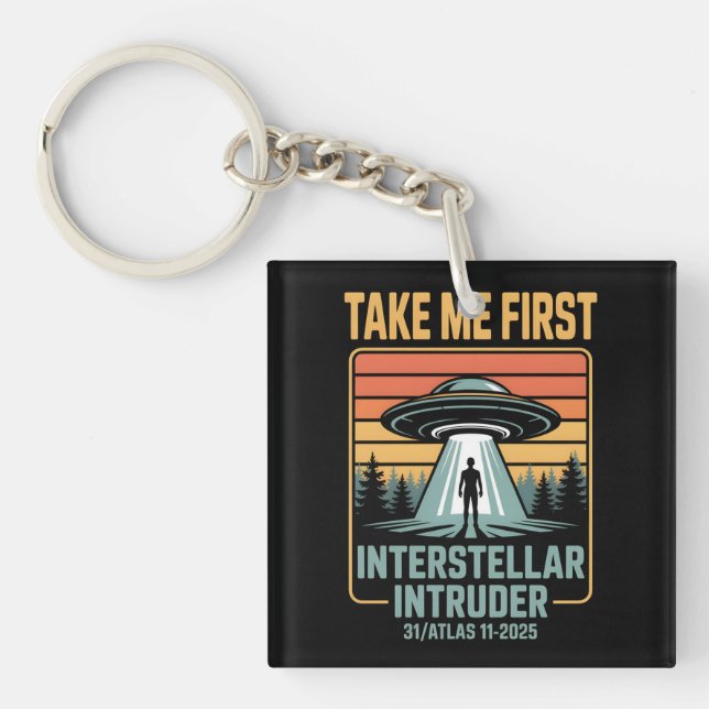 3I Atlas Glitch Style Sci Fi Retro Space Funny  Keychain (Front)