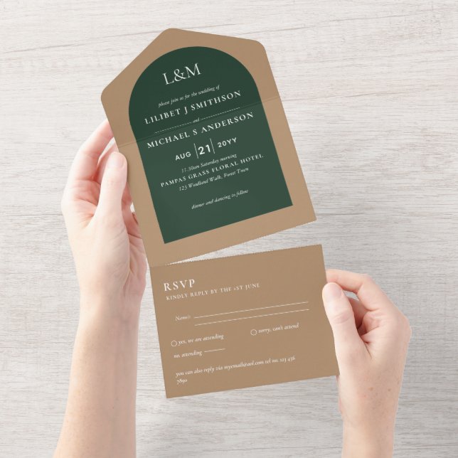 3in1 Bold Typography Minimal Simple Wedding RSVP All In One Invitation (Tearaway)