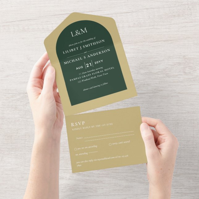 3in1 Bold Typography Minimal Simple Wedding RSVP All In One Invitation (Tearaway)