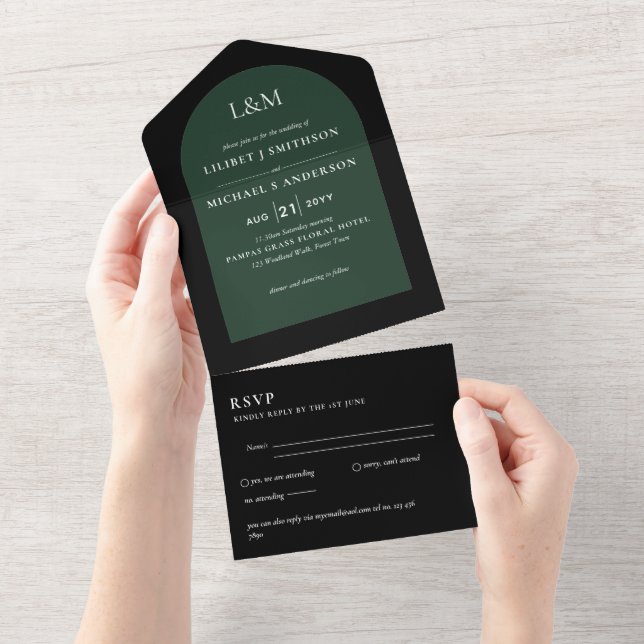 3in1 Bold Typography Minimal Simple Wedding RSVP All In One Invitation (Tearaway)