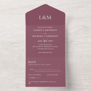 3in1 Wine Rose Pink Text Only Wedding Invite