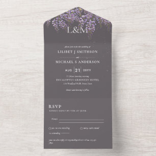 3in1 Wisteria Floral Wedding Invitation RSVP