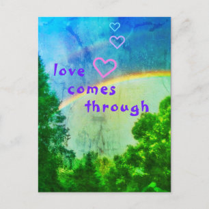 <3LOVE COMES THROUGH RAINBOW VERDE POSTCARD