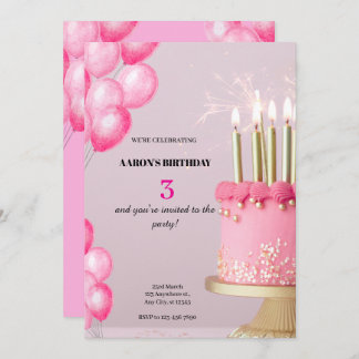 3nd Birthday Invitation – Cute & Customizable Part