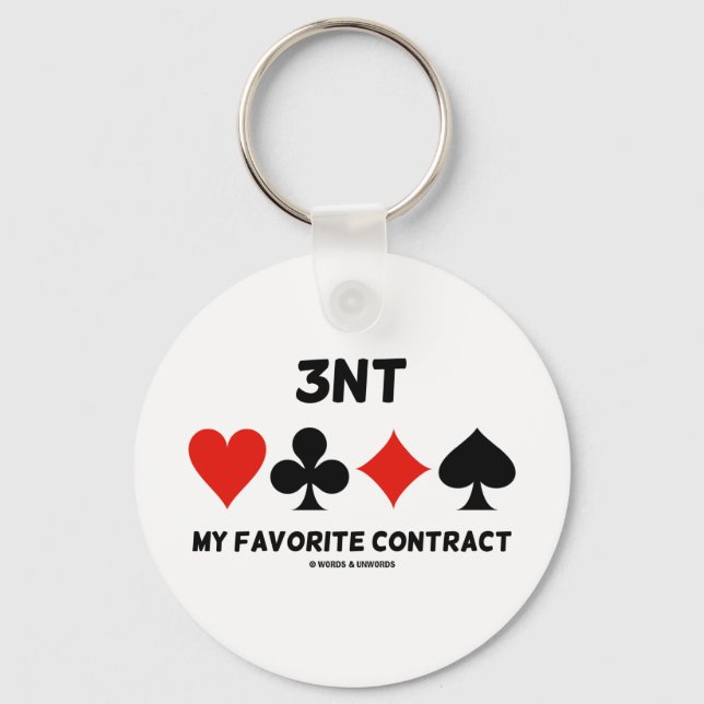 3NT My Favourite Contract (Four Card Suits Bridge) Keychain (Front)