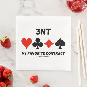 3NT My Favourite Contract Four Card Suits Bridge Napkin