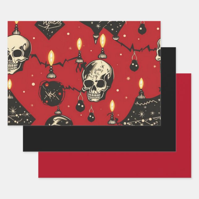 3pc. Festive Skull Wrapping Sheet Set (Set)