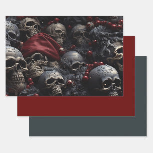 3pc. Holiday Skull Wrapping Paper Sheets