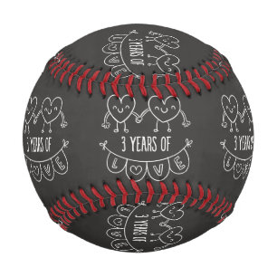 3rd Anniversary Gift Chalk Hearts Baseball