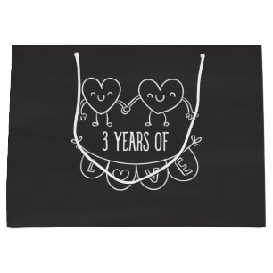 3rd Anniversary Gift Chalk Hearts Large Gift Bag