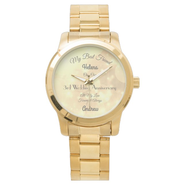 3rd Anniversary Wife personalised  Watch (Front)