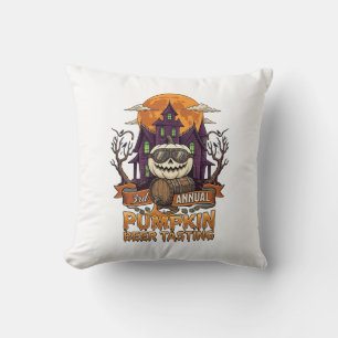 3rd Annual Pumpkin Beer Tasting Halloween Haunted Throw Pillow