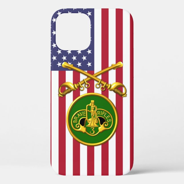 3rd Armoured Cavalry  Crossed Sabres USA Flag Case-Mate iPhone Case (Back)