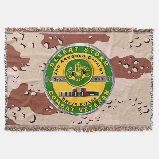 3rd Armoured Cavalry Regiment Desert Storm Veteran Throw Blanket (Front)