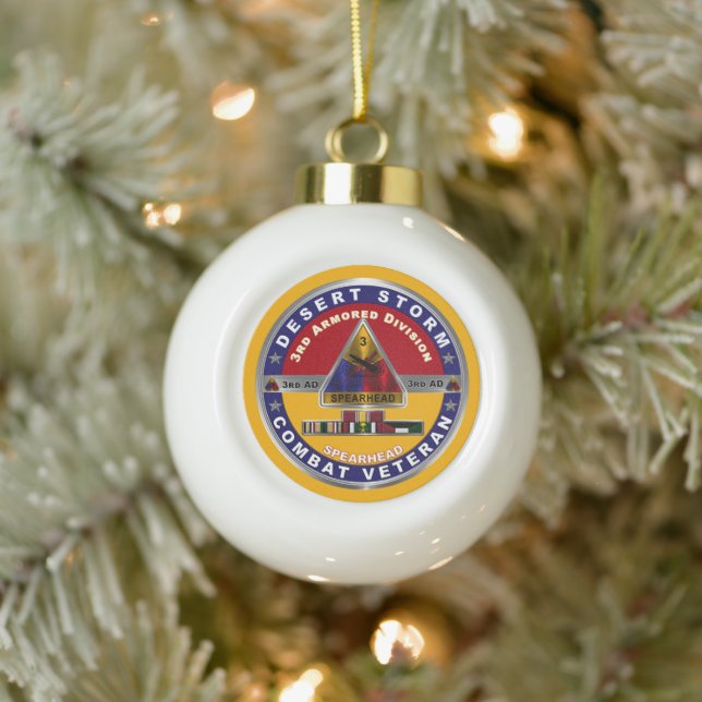 3rd Armoured Division Desert Storm Veteran  Ceramic Ball Christmas Ornament (Tree)