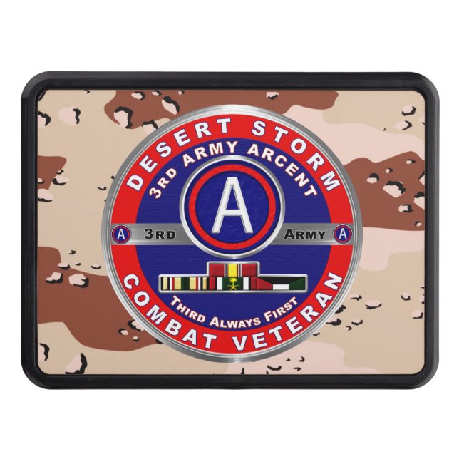 3rd Army ARCENT Desert Storm Veteran Trailer Hitch Cover (Front)