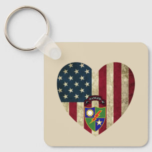 3rd Battalion  75th Ranger Reg American Heart Flag Keychain