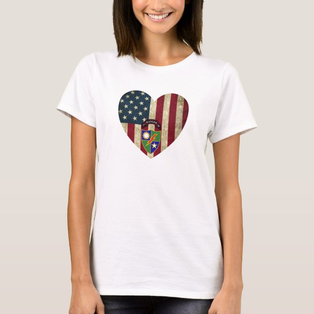 3rd Battalion  75th Ranger Reg American Heart Flag T-Shirt (Front)