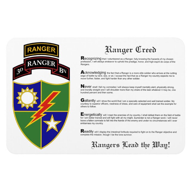 3rd Battalion - 75th Ranger w/Tab Magnet 4x6 (Horizontal)