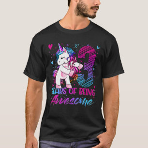 3Rd Birthday 3 Year Old Girl Flossing Unicorn Part T-Shirt