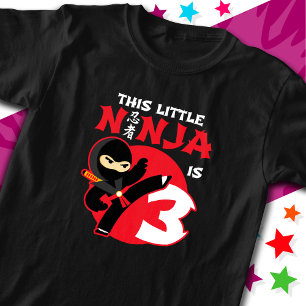 3rd Birthday 3 Year Old Kids Party Little Ninja 3 T-Shirt