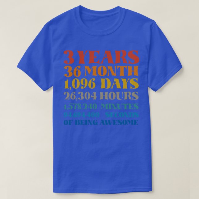 3rd Birthday  3 Years of Being Awesome Tshirt Bday (Design Front)