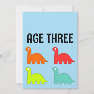 3RD BIRTHDAY AGE 3 T-REX CUTE CUSTOM INVITATIONS