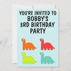3RD BIRTHDAY AGE THREE INVITATIONS T-REX DINO