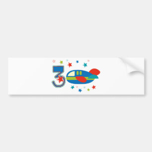 3rd Birthday Airplane Bumper Sticker