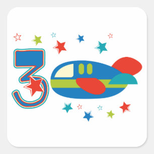 3rd Birthday Airplane Square Sticker