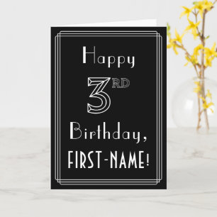 3rd Birthday: Art Deco Style # 3 & Custom Name Card